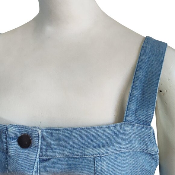 34N 118W Button Front Back Tie Pockets Denim Pencil Silhouette Sun Dress Sz M - Picture 10 of 12
